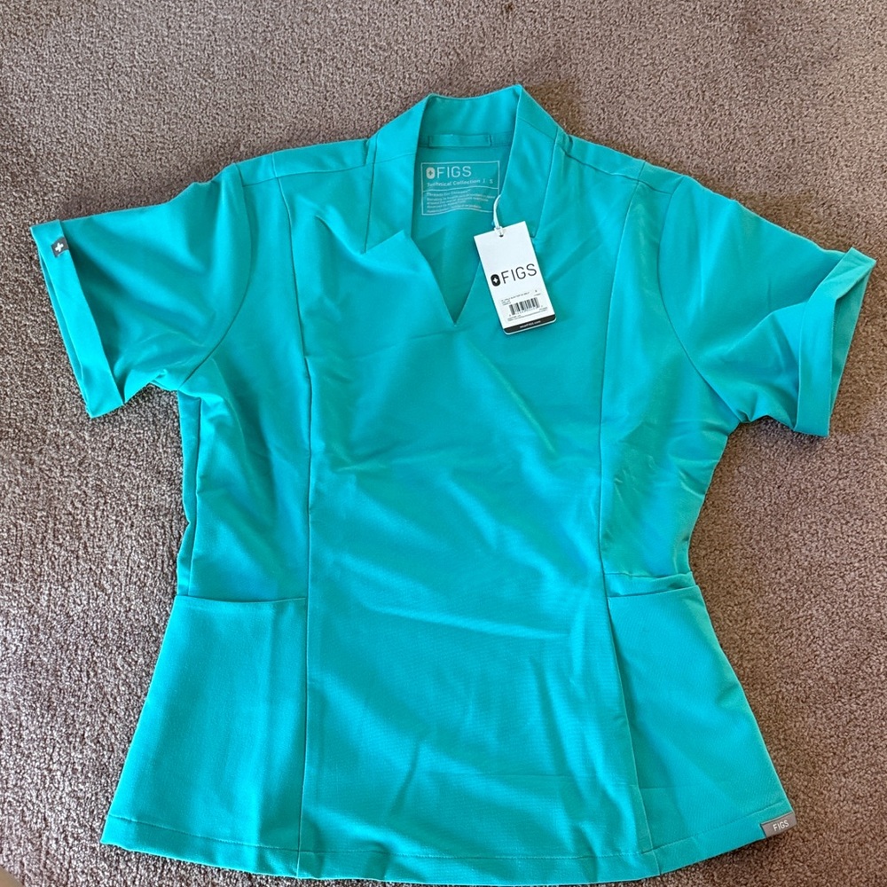 Figs Women's Aqua Button Down Shirt